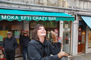 Mom laughing in Venice...how fitting that it was in front of the crazy bar!