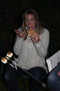 Amy LOVING her first smore!