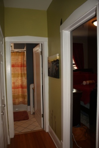 Hallway to the bathroom and bedroom...love all the colors in the house!